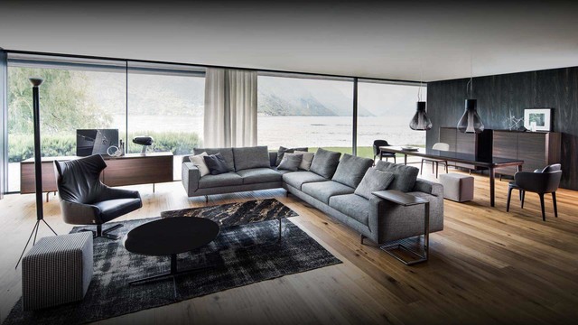 Light And Bright Room With Floor Length Windows And Wooden Floor