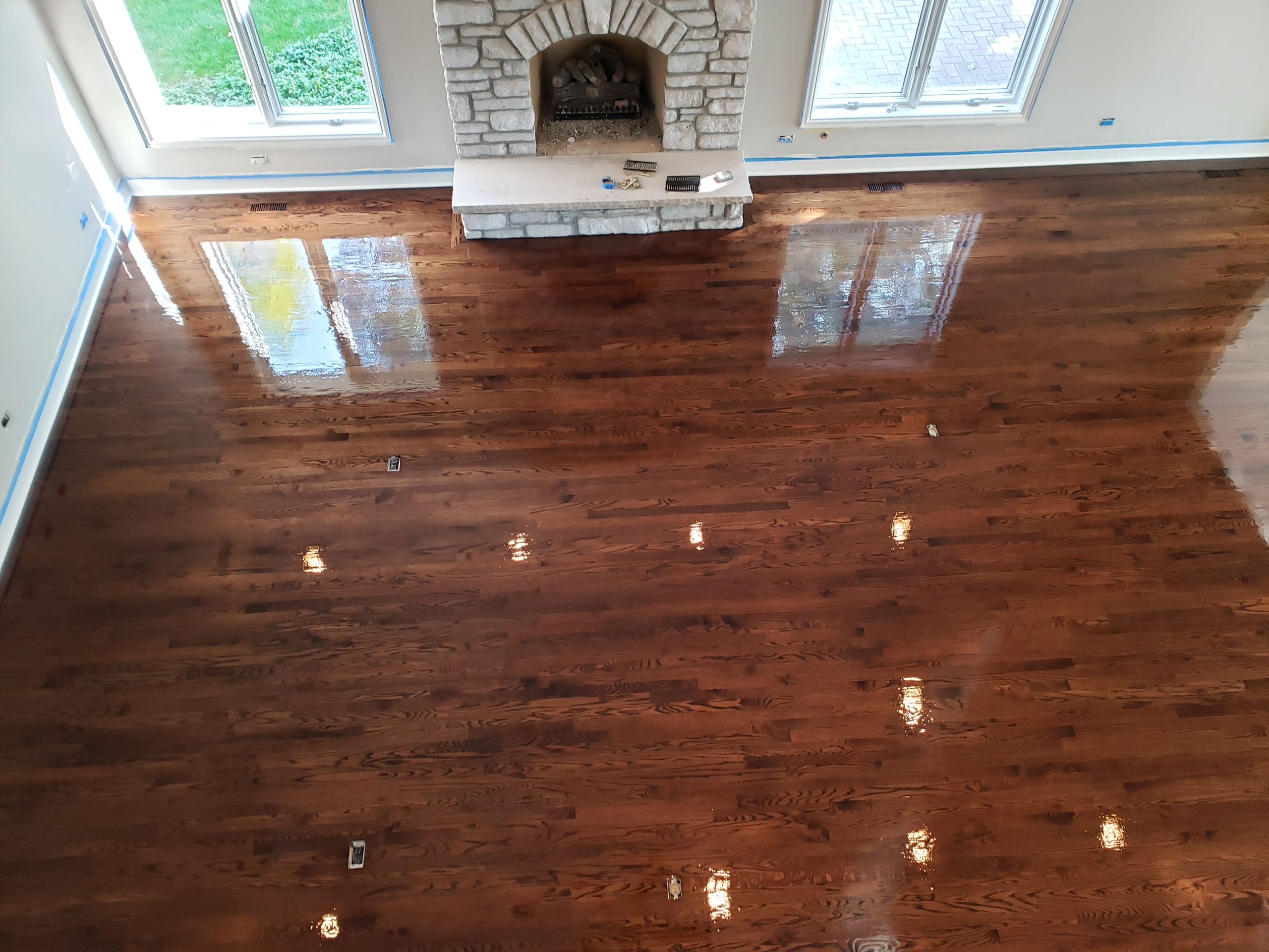 Arlington Heights,  2and 1/4 red oak , Jacobean stain , matte polyurethane finis