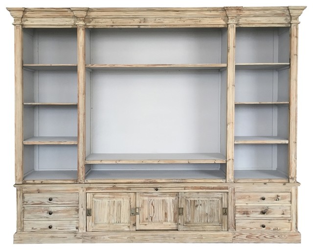 Tv Bookcase Solid Pine Wood Fixed Shelves Drawers Handmade 303