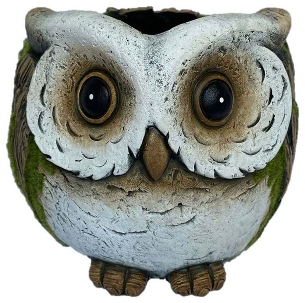 8" Owl Flower Pot Rustic Outdoor Pots And Planters by Santa's Inc Houzz