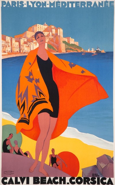 Calvi Beach Corsica Vintage Poster France 1928 Print 12x18