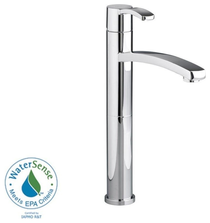 Berwick Single Control Vessel Bathroom Faucet with Grid Drain in Polished Chrome