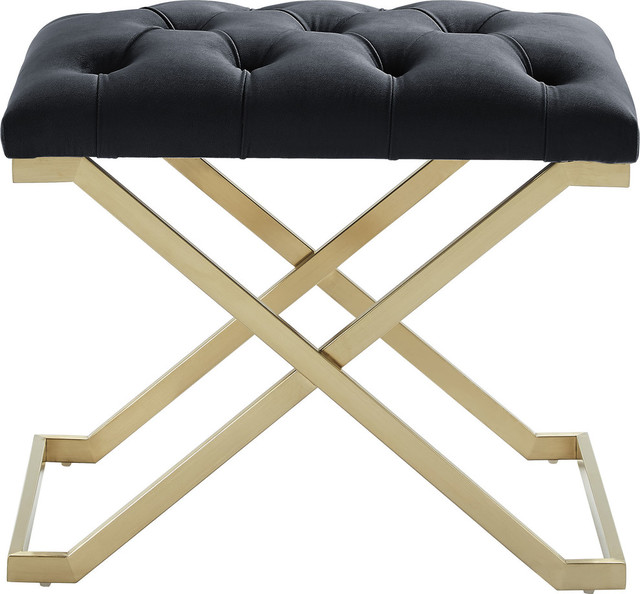 Velvet and Stainless Steel Single Bench - Contemporary - Vanity Stools ...