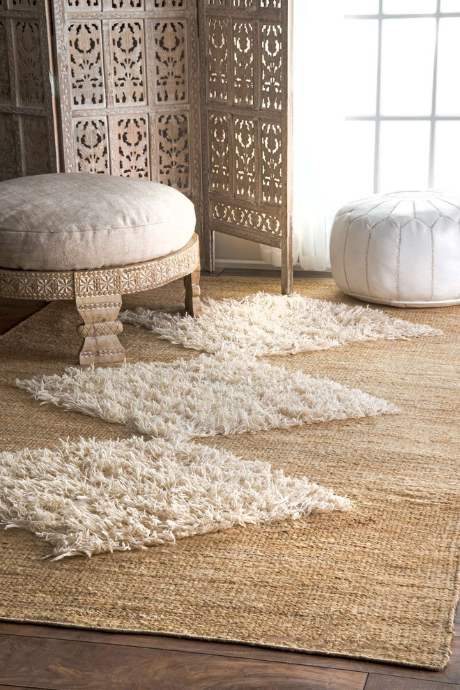 Wool Tufted Diamond Jute Area Rug Beach Style Area Rugs by nuLOOM