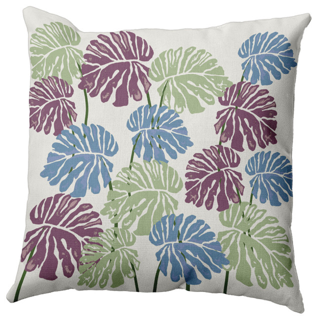 Big Leaves Decorative Throw Pillow, 26"x 26" Tropical Decorative