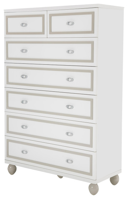 Dillon 11-Drawer Large Dresser in White, Gray