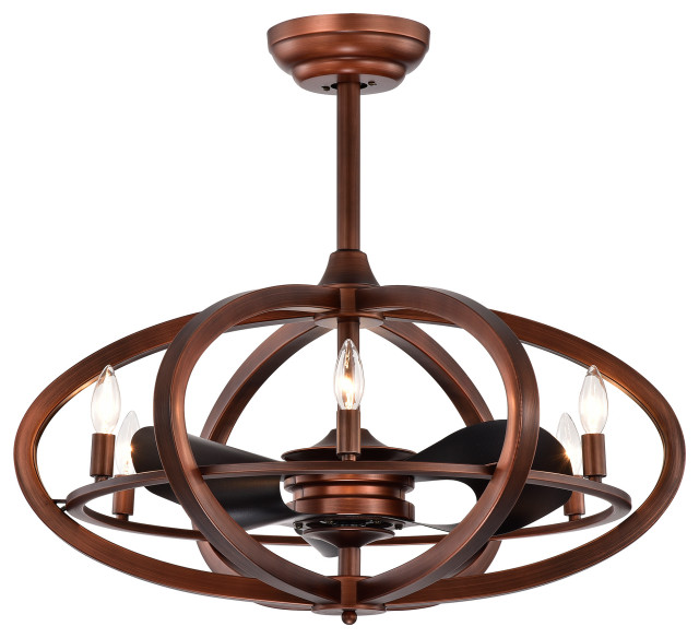 Pia Antique Bronze 29Inch Fandelier Transitional Ceiling Fans by