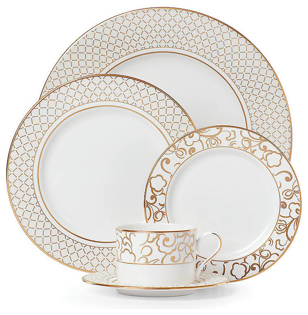 Waterford Lismore Lace Gold 5Pc Place Setting