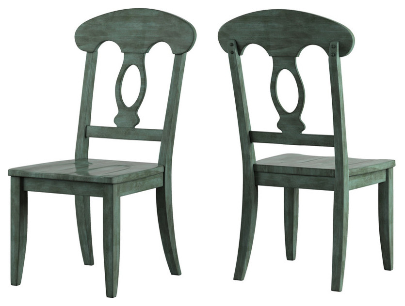 Arbor Hill Napoleon Back Wood Dining Chair, Set of 2, Antique Sage Green