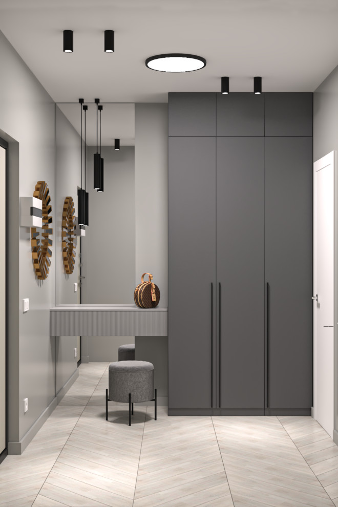 Серый монохром. Проект однокомнатной квартиры для сдачи