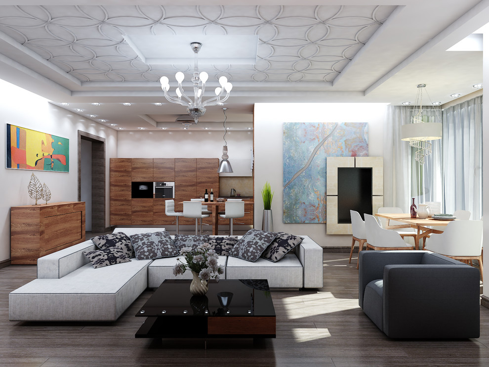 Гостиная в современном стиле на ул.Мосфильмовская