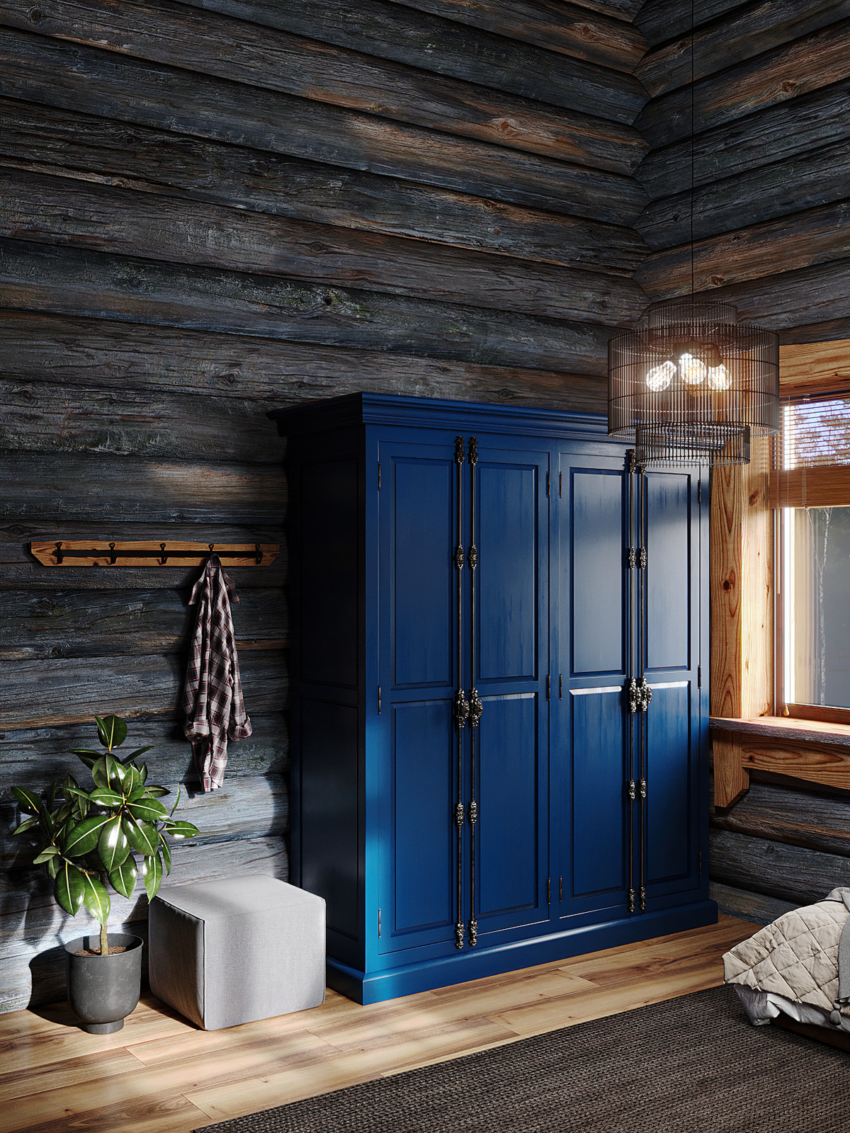 Дом из кело для рыбалки. Гостевая спальня