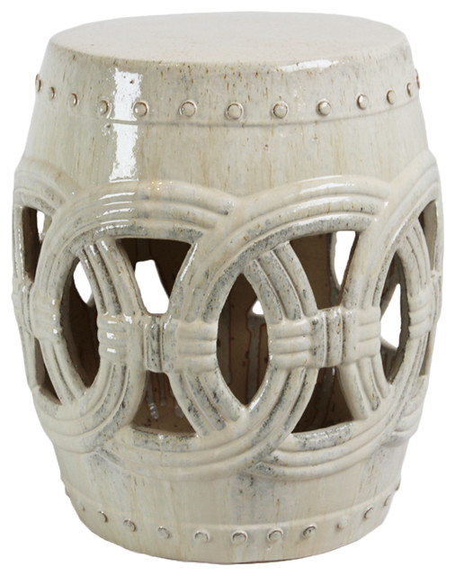 White Ceramic Rope Garden Stool Farmhouse Accent And White Ceramic Rope Garden Stool Farmhouse Accent And Stools By Design Mix Furniture