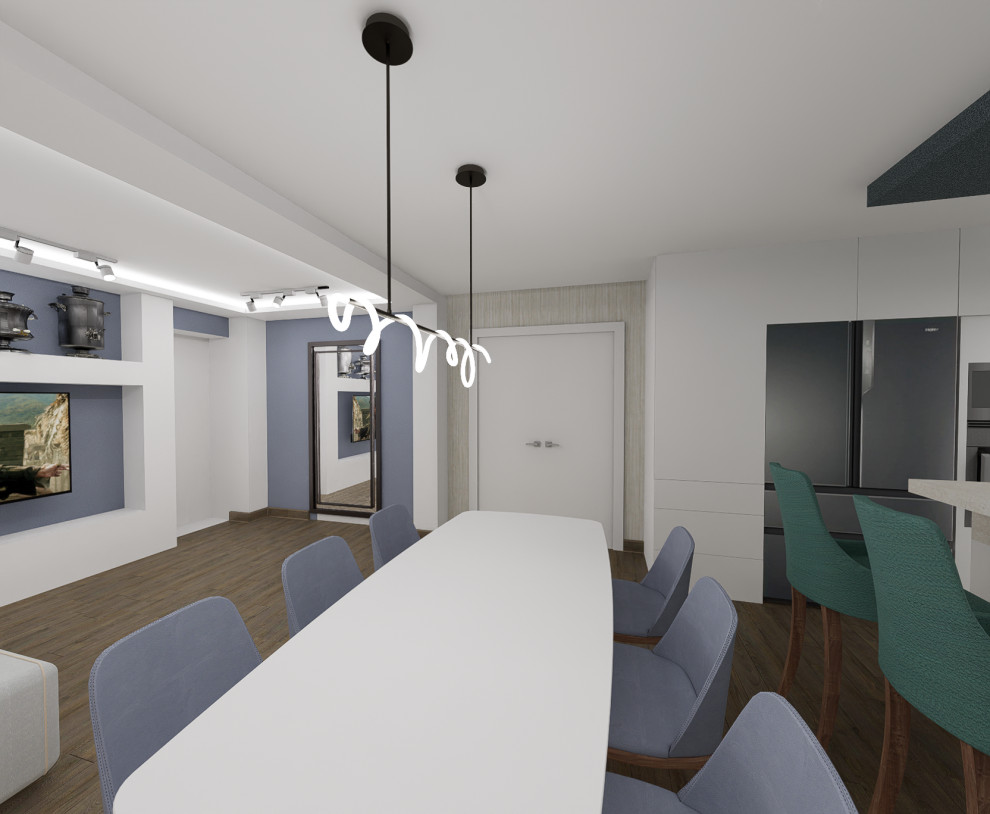 Кухня-гостиная с коллекцией самоваров