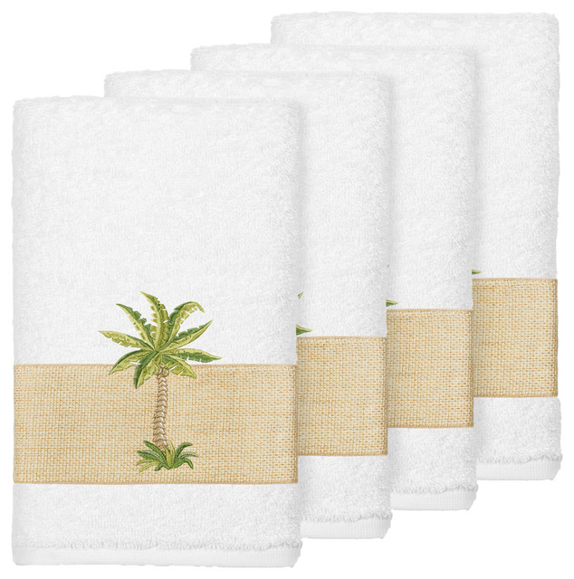 Colton 4-Piece Embellished Hand Towel Set, White