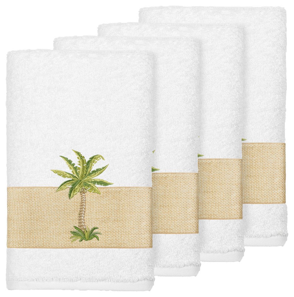 Colton 4-Piece Embellished Hand Towel Set, White