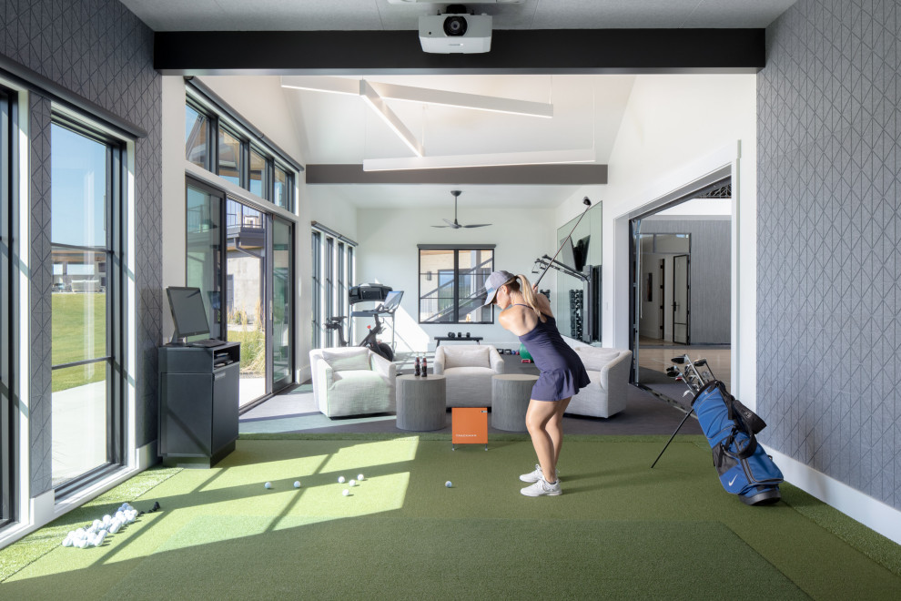 Golf Simulator Room Custom Home - Transitional - Home Gym - Denver - by ...