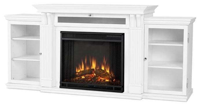 Calie Entertainment Center Electric Fireplace in White
