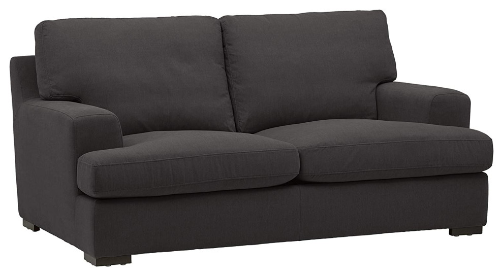 Contemporary Loveseat, Overstuffed Polyester Seat With Track Armrests