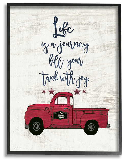 "Fill Your Tank With Joy Vintage Truck" 11x14, Framed Giclee Texturized Art