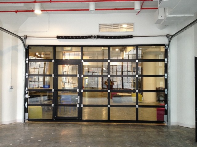 NY Loft - Black Aluminum Garage Door & Clear Glass with 