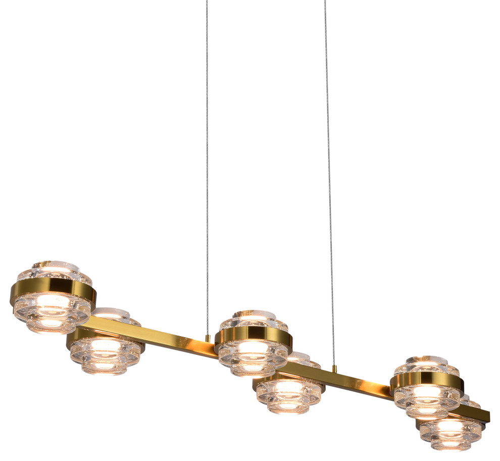 Milano 39" ETL Certified Integrated LED Adjustable Chandelier, Antique Brass