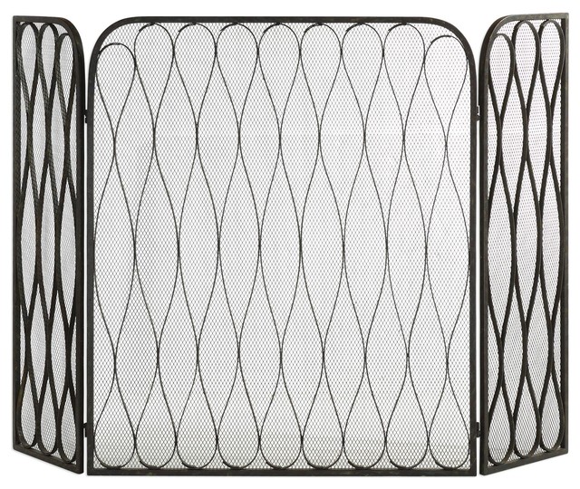 Uttermost Binti Dark Brown Fireplace Screen Contemporary