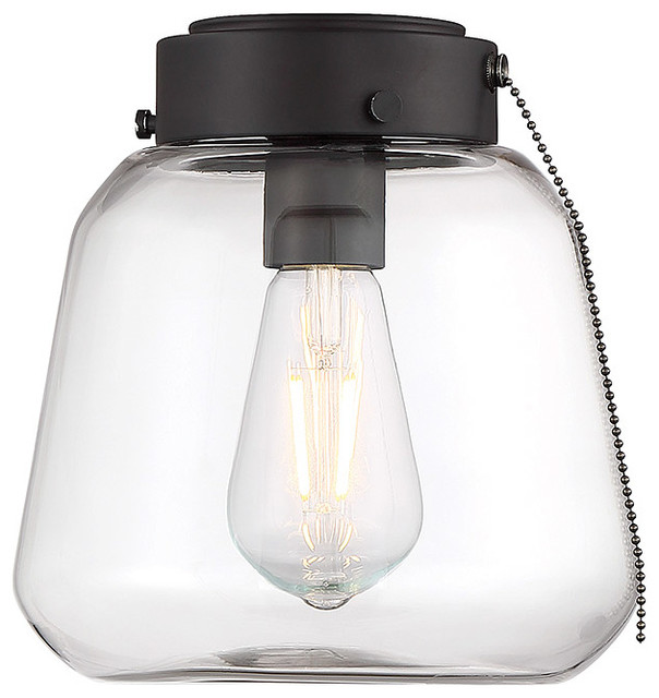Fan Light Kit 1 With English Bronze Finish Metal Glass E Bulb 8 60w