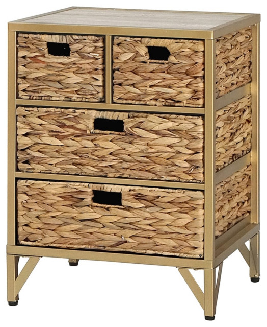 Gallerie Decor Rio Transitional Metal/Wood Side Table in Natural Side Tables And End Tables