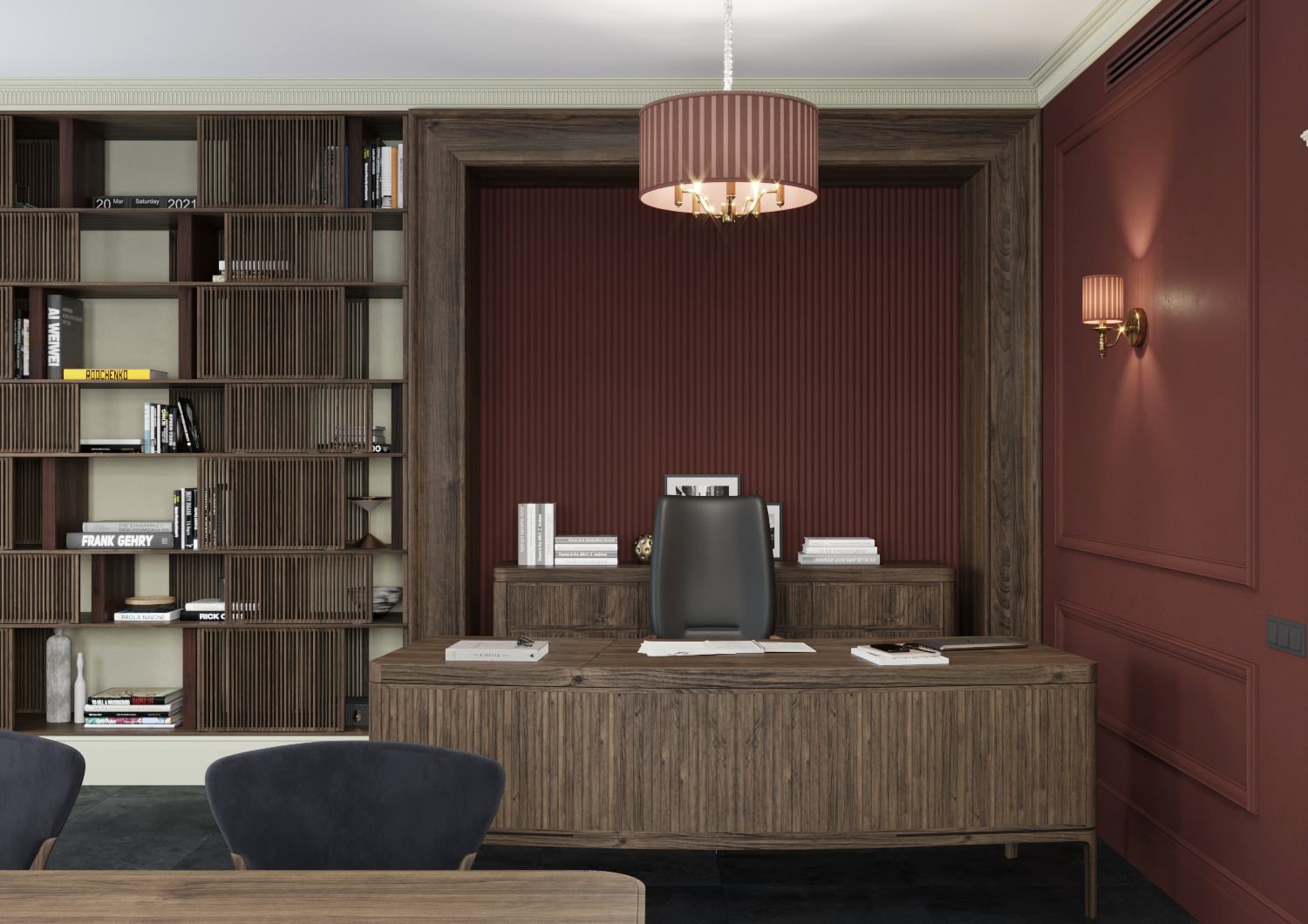 Кабинет в винных тонах