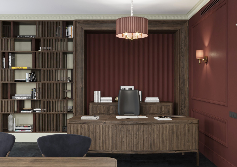 Кабинет в винных тонах