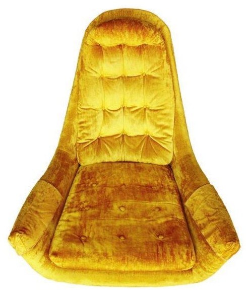 Pre-owned Mid-Century Yellow Velvet Lounge Chair