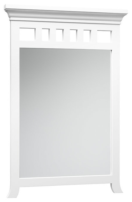 Ronbow Transitional Solid Wood Framed Bathroom Mirror, White, 24"x35"