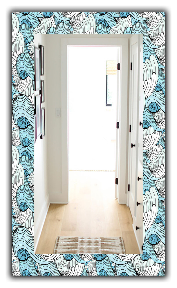 Designart Great Wave Inspiration Traditional Frameless Vanity Mirror
