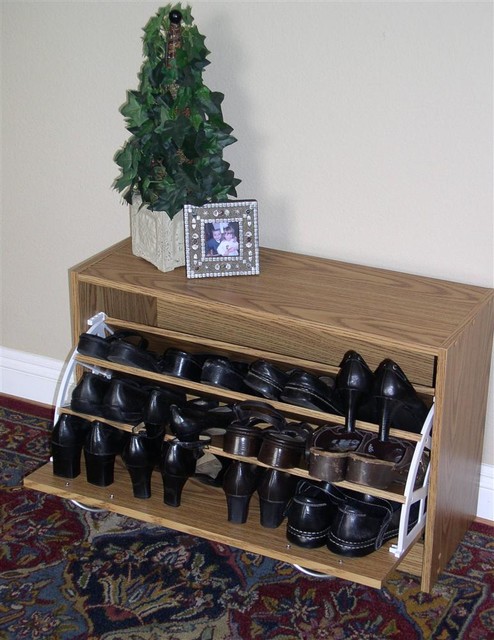 Deluxe Single Shoe Cabinet in Oak