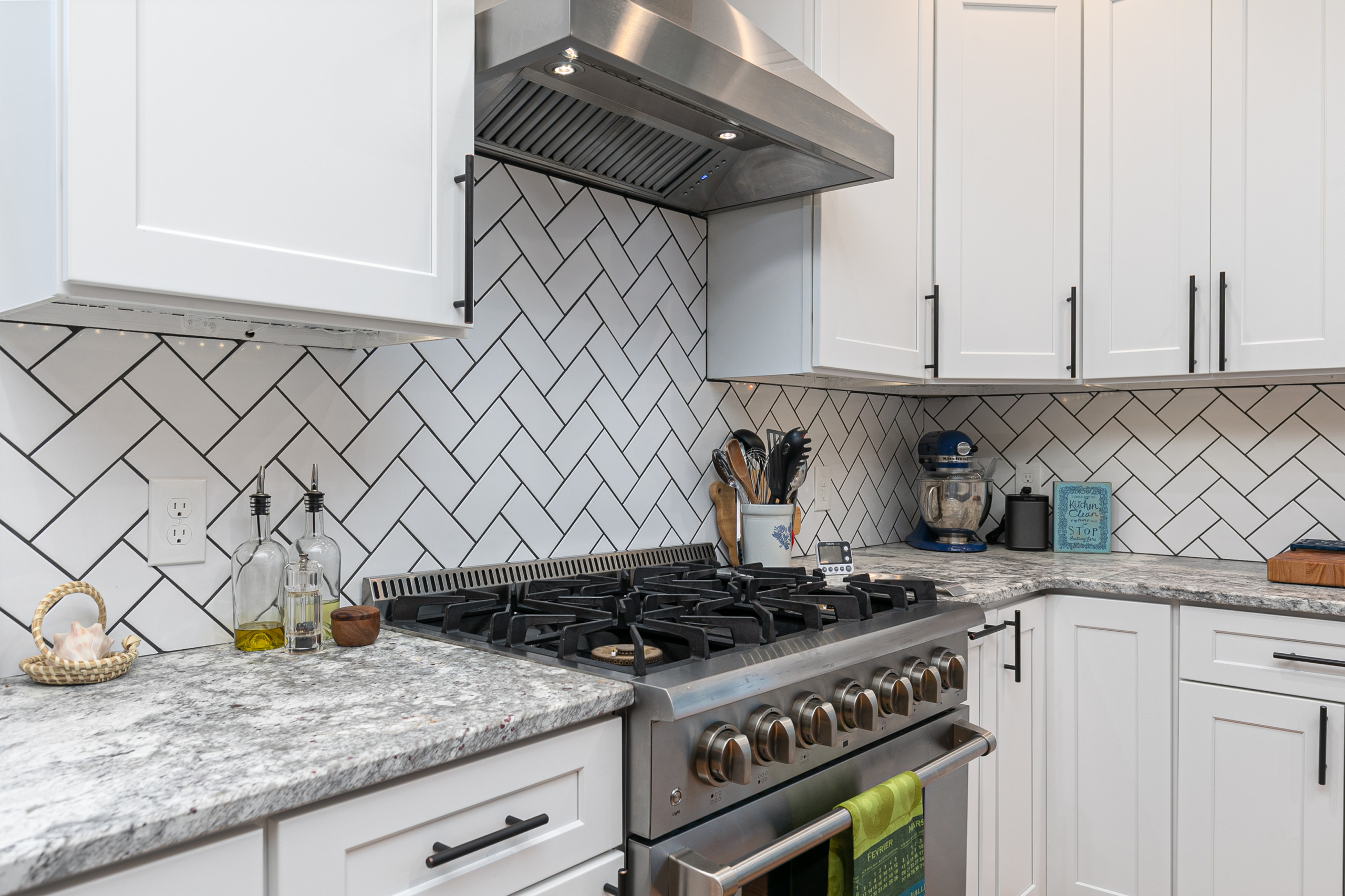 Six Burner Gas Range with Canopy Vent Hood