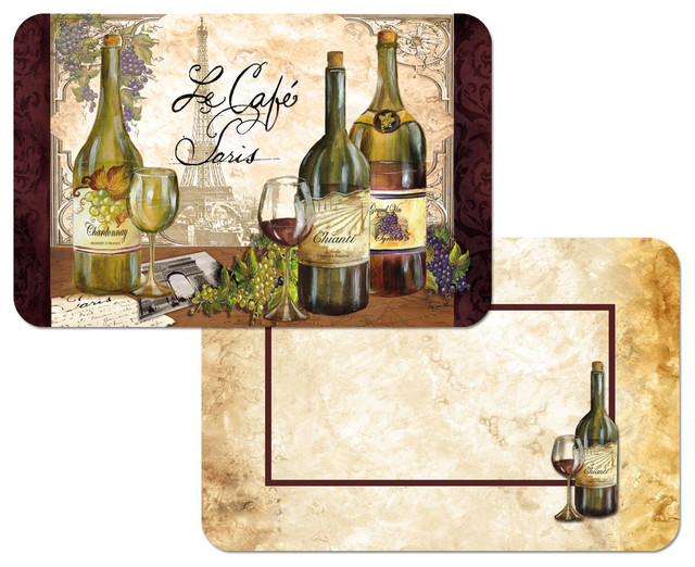 Reserve Vintage Wine Vinyl Plastic Placemats Traditional Placemats