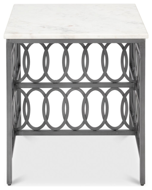 Olympia Square Side Table White Marble Top Traditional Side Tables