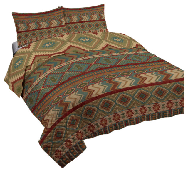 Country Mood Sage King Quilt Set Southwestern Quilts And Quilt Sets by Laural Home Houzz