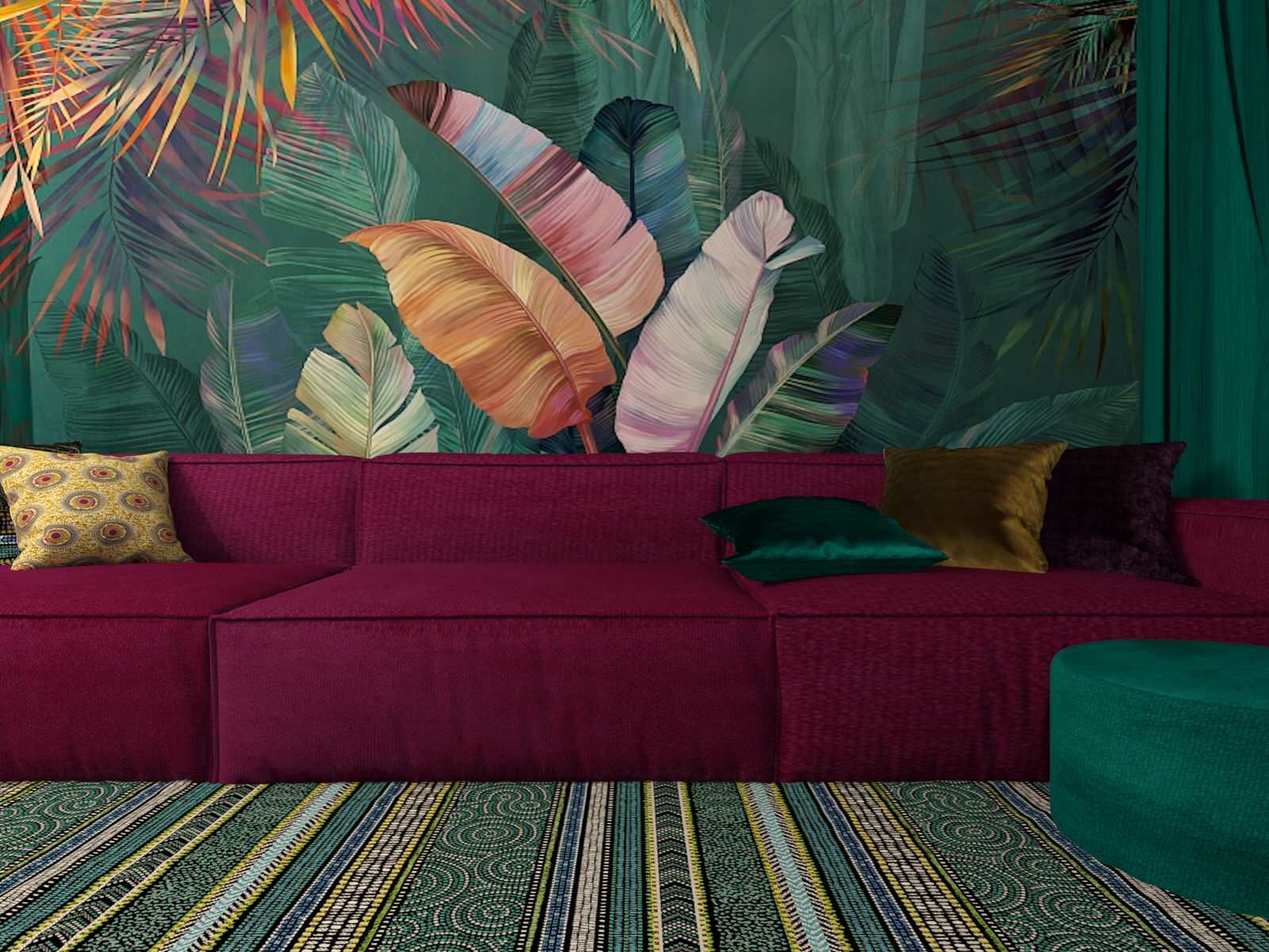 яркая гостиная с фреской