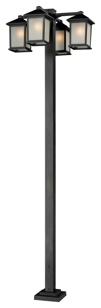 Z-Lite 4 Head Outdoor Post, Black, 507-4-536P-BK