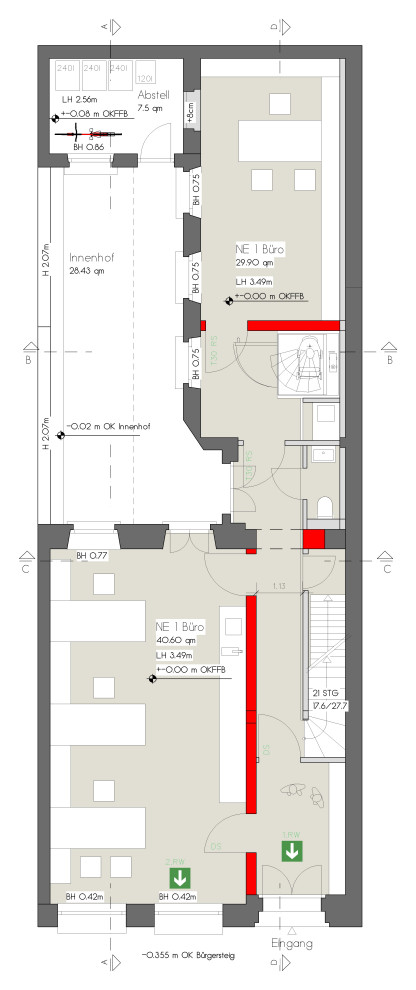 Modernisierung eines Stadthauses mit Ersatzbau im Innenhof