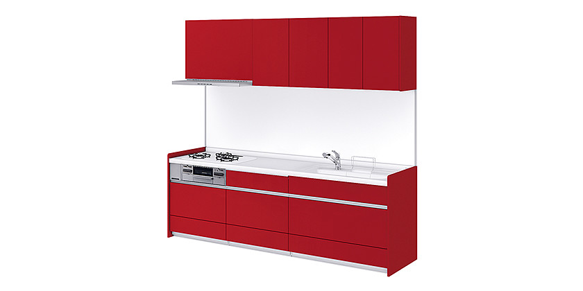 赤いキッチンにしたいのですが、リクシルとクリナップどちらのキッチン