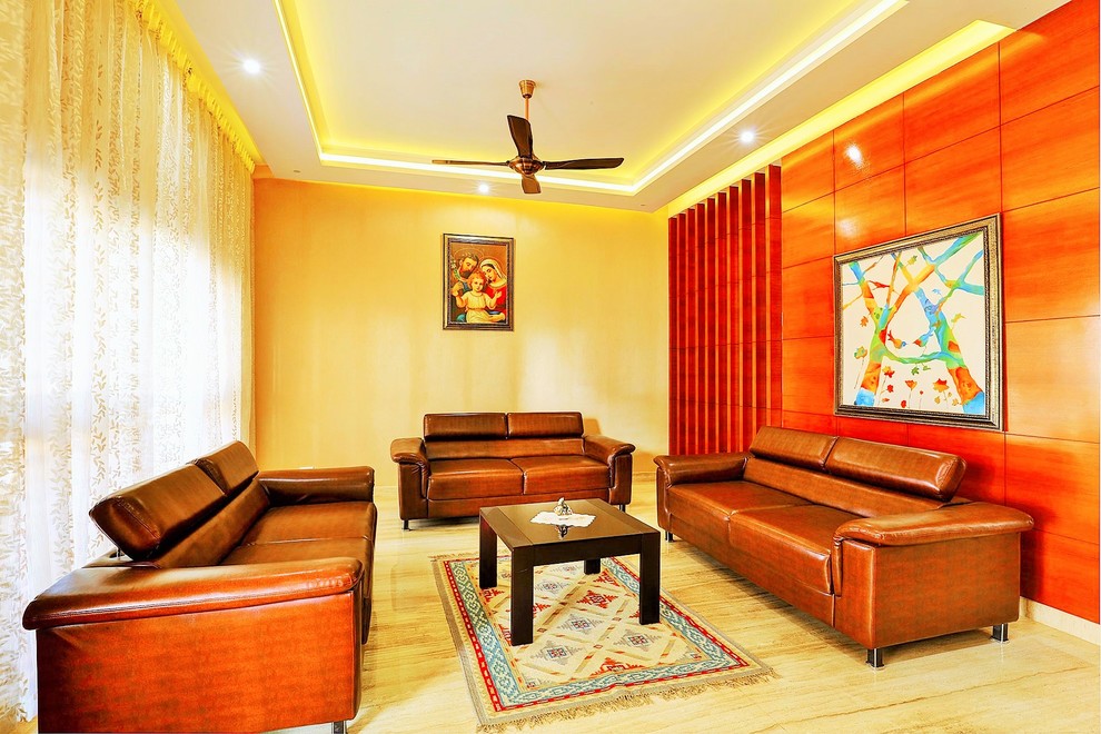 Photo of a tropical living room in Bengaluru.