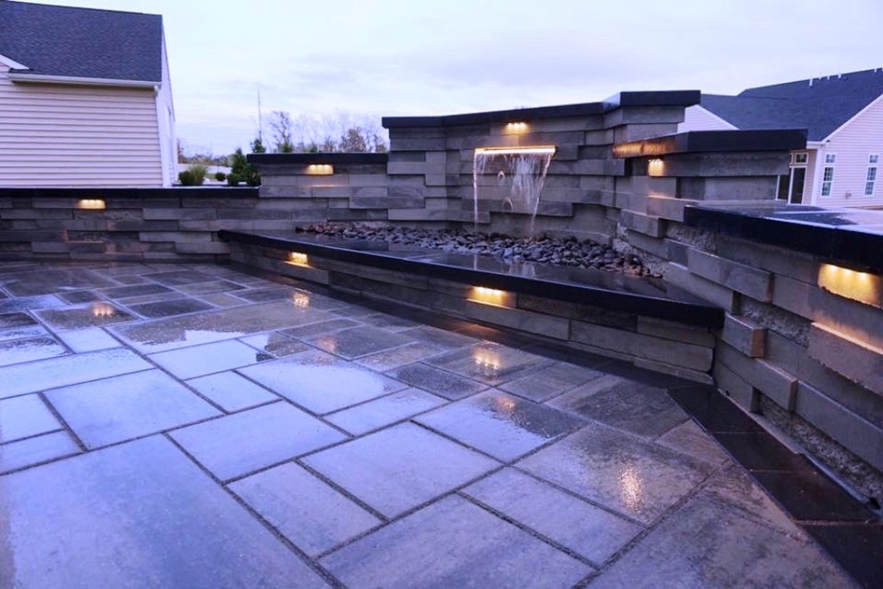 Monroe, NJ Patio with Contemporary Water Feature