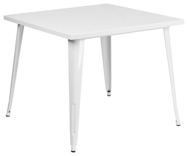 Bowery Hill 35.5" Square Metal Dining Table in White