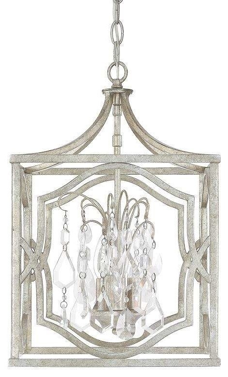Blakely Antique Silver Three-Light Pendant with Clear Crystals