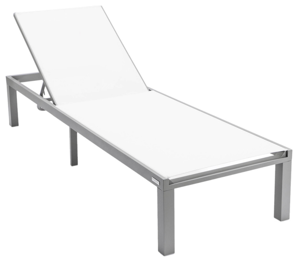 Marlin Patio Chaise Lounge Chair With Grey Aluminum Frame White Indoor Chaise Lounge Chairs
