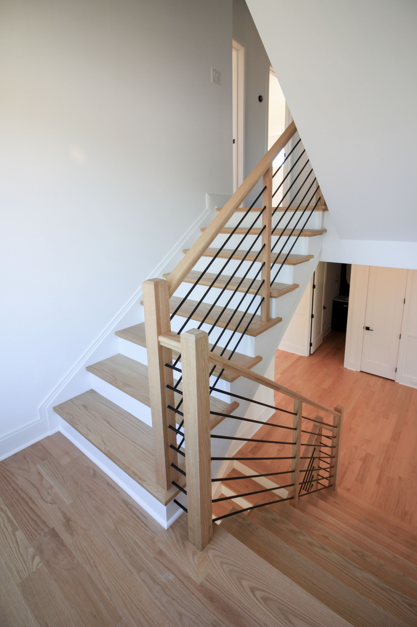 94_Neutral Color Floating Staircase with Metal Balusters, Bethesda MD 20817