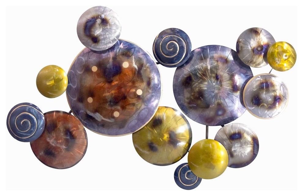 Floating Circles Wall Decor, Metallic Multi Color Contemporary